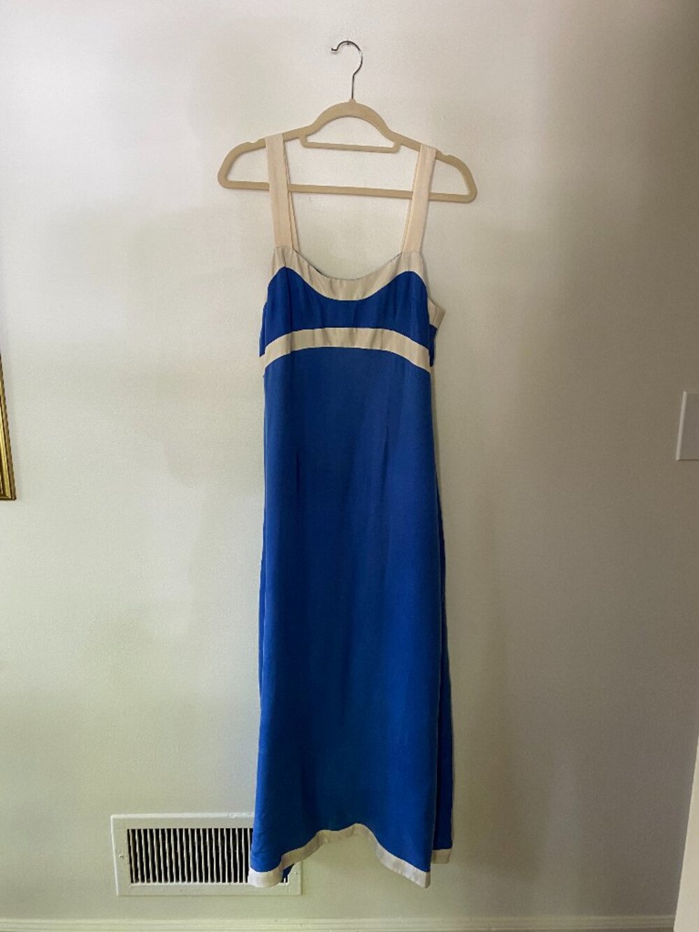 Sanica Amara Midi Dress Blue & White Trim Sweetheart Summer Size Medium